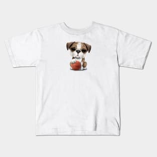 British Bulldog Puppy Playing With Basketball Kids T-Shirt